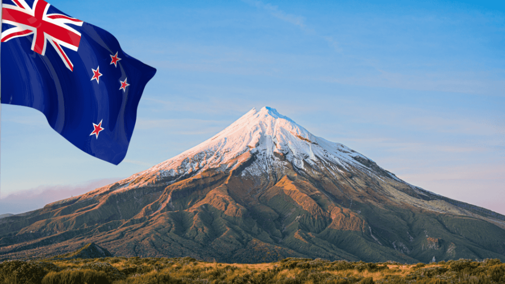 A mountain in Taranaki, New Zealand. The nZ Ahead podcast talks about moving to New Zealand