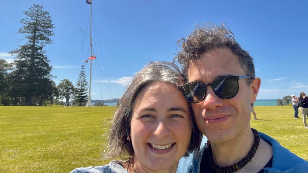 Will and Ira smiling together in New Zealand after moving from the United States.